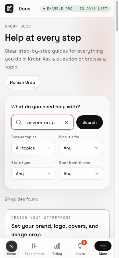 Tasveer crop ki mixed-language search ki purani misaal. Results ki tadaad aur ranking us waqt ki hain; yeh personal app-language control nahi dikhati.